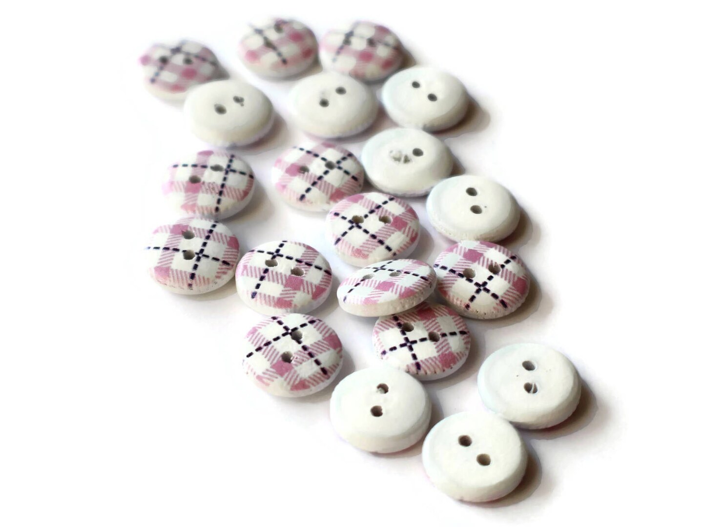 20 13mm Two Hole Blue Tartan Plaid Buttons Round Wooden Buttons Wood Buttons by Smileyboy | Michaels