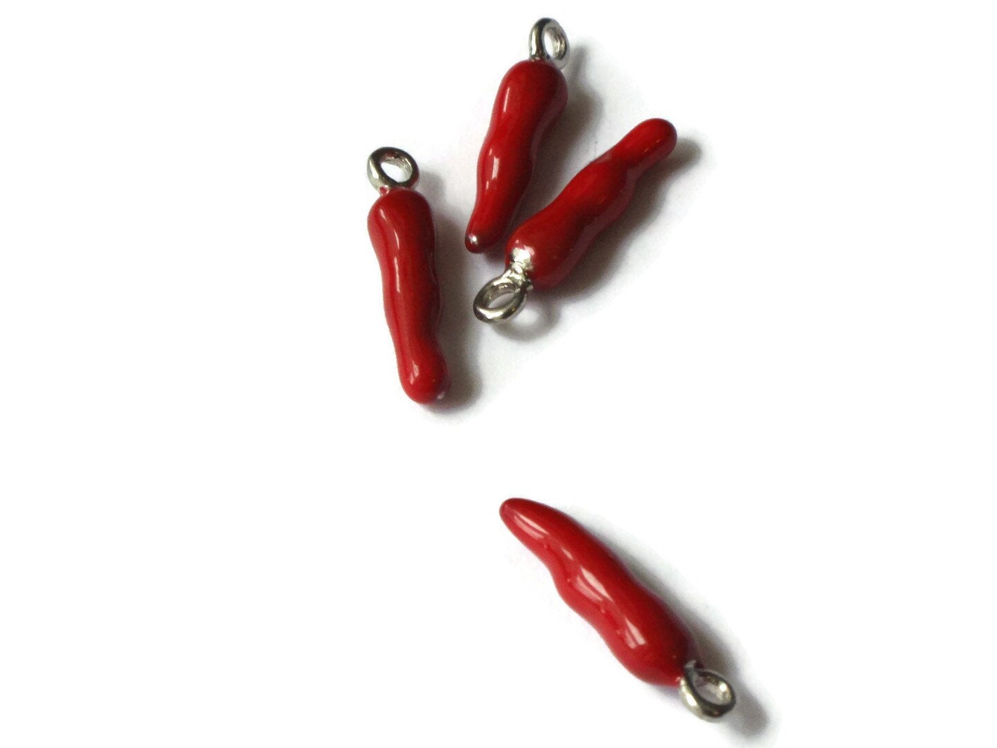 4 20mm Red Chili Pepper Small Enamel Charms