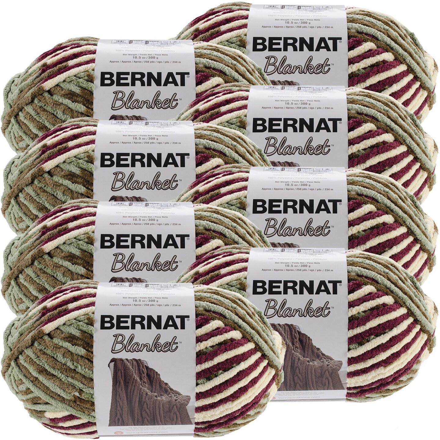 Multipack of 8 - Bernat Blanket Big Ball Yarn-Plum Fields