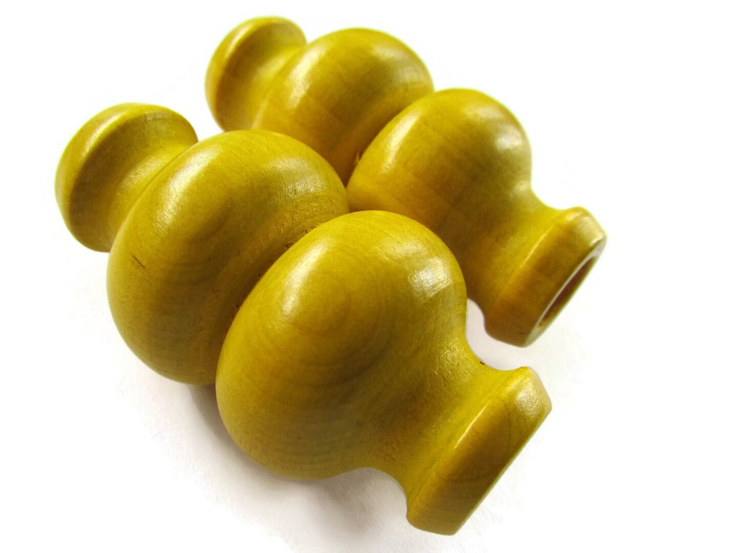 50mm Yellow Wood Large Hole Beads Fancy Tube Vintage Macrame Beads