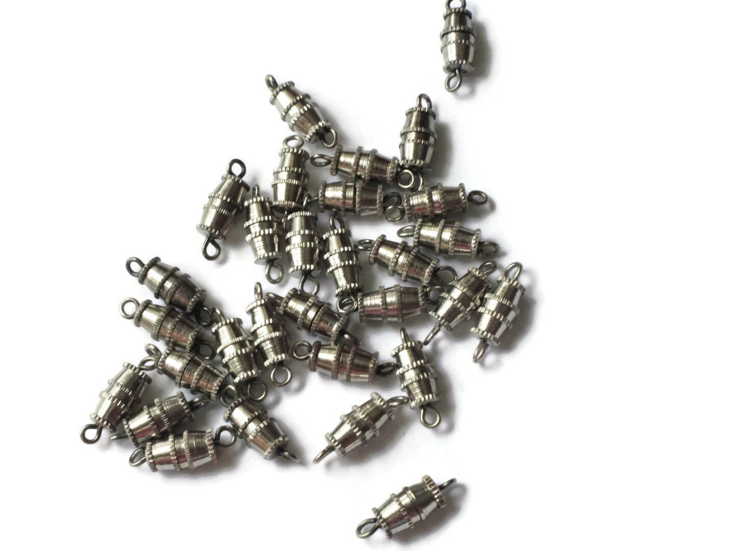 20 10mm Vintage Screw Barrel Clasps Antique Silver Grey Metal Clasps bO2