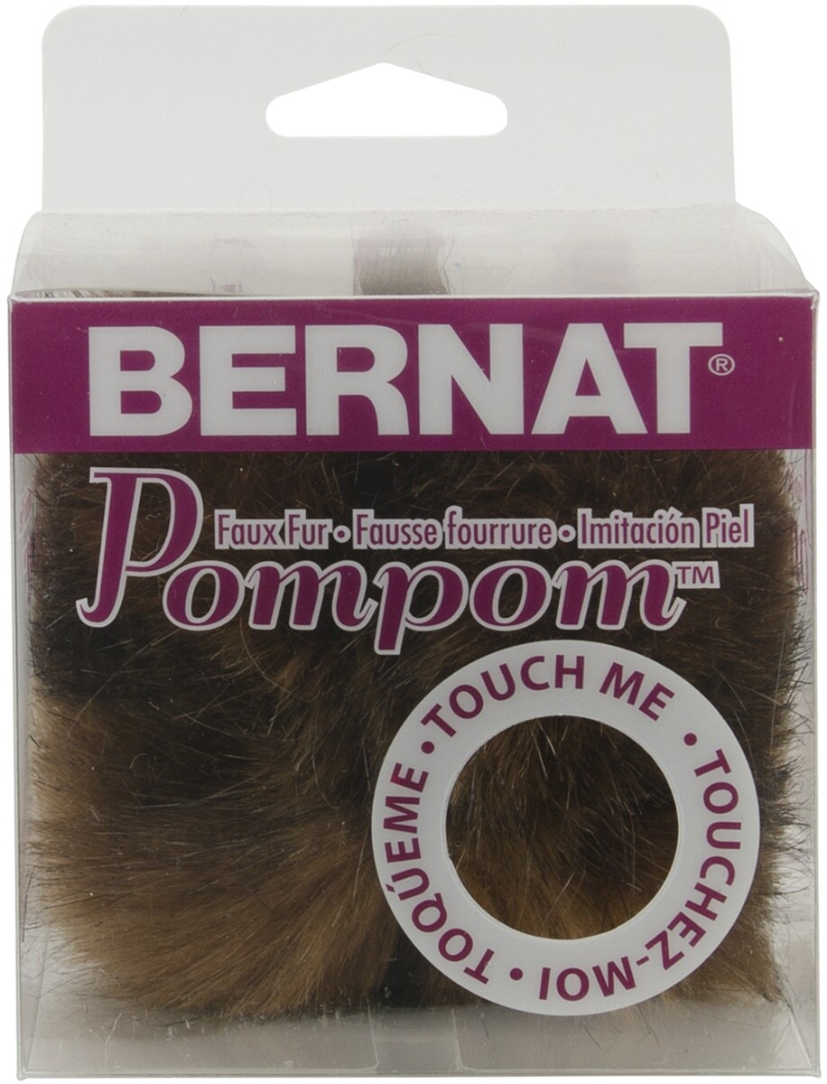 Multipack of 24 - Bernat Faux Fur Pompom 1/Pkg-Brown Muskrat