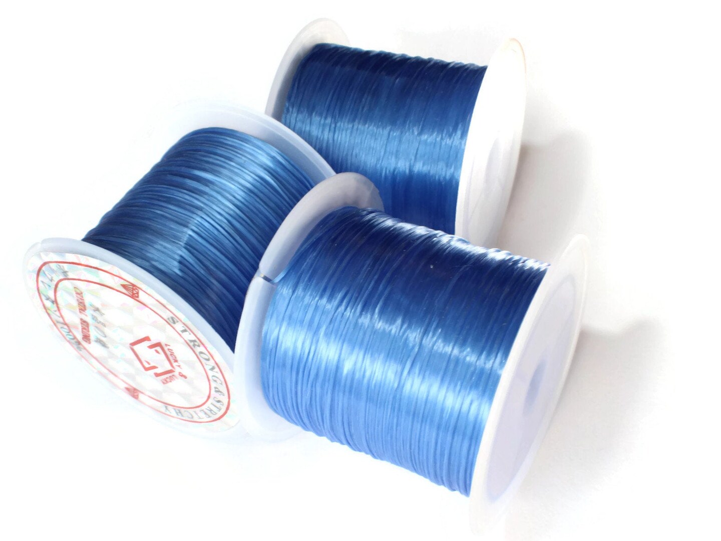3 Rolls Thread Dark Sky Blue Elastic Cord 0.8mm Elastic Thread 10 Meters per roll