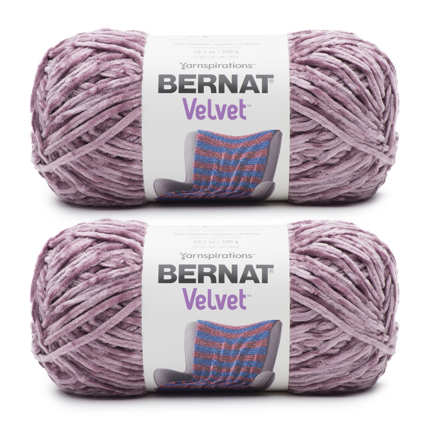Bernat Velvet Shadow Purple Yarn - 2 Pack of 300g/10.5oz - Polyester - 5 Bulky - 315 Yards - Knitting/Crochet