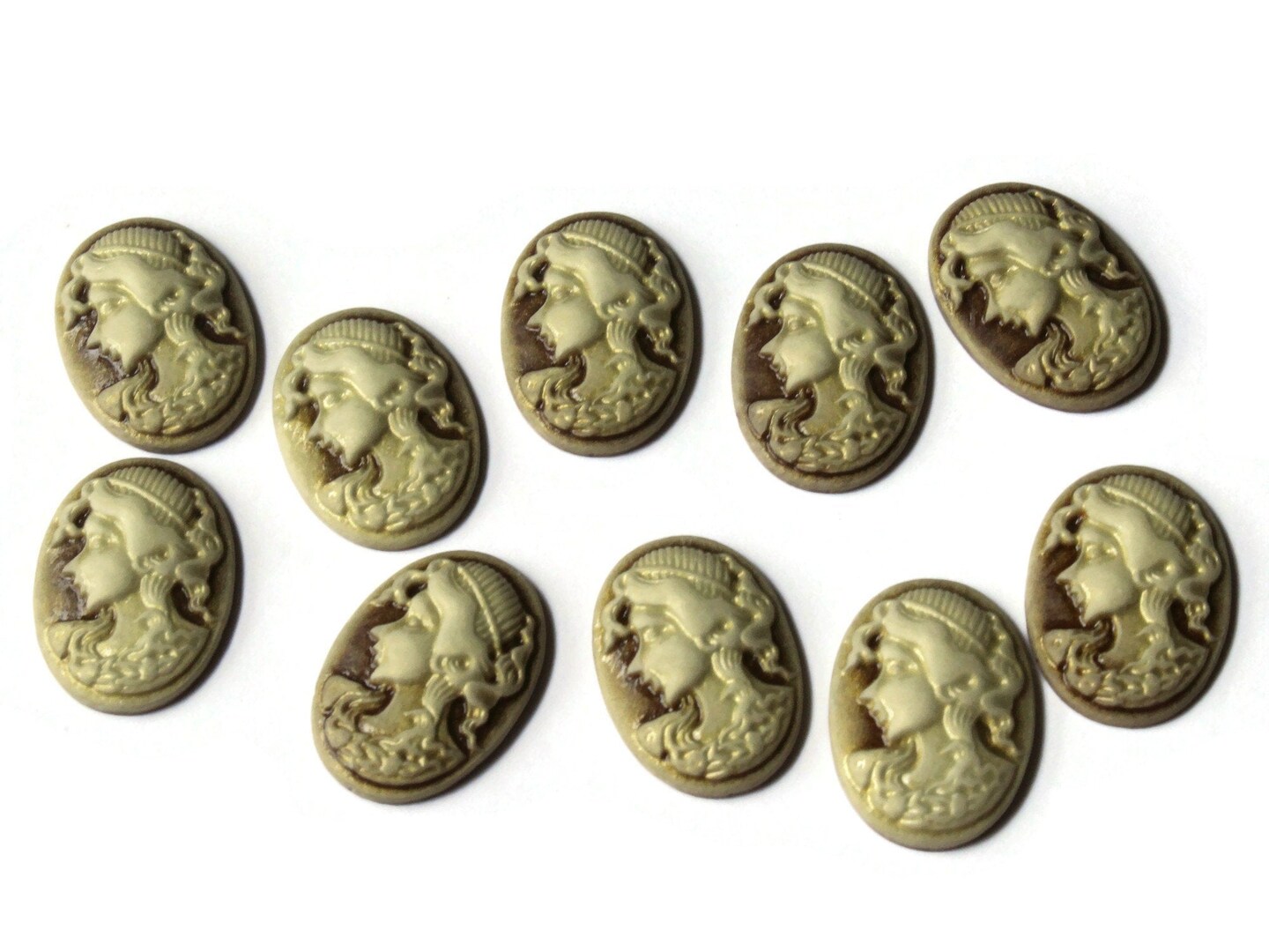 10 25mm x 18mm Brown Cameo Cabochons Resin Woman Face Cameo Cabochons