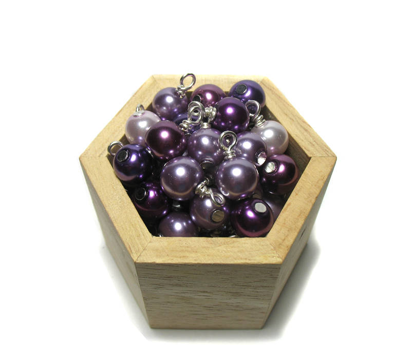 100 Glass Pearl Bead Charms, Multicolored Bulk Dangles, 8mm Pearl Beads, Adorabilities