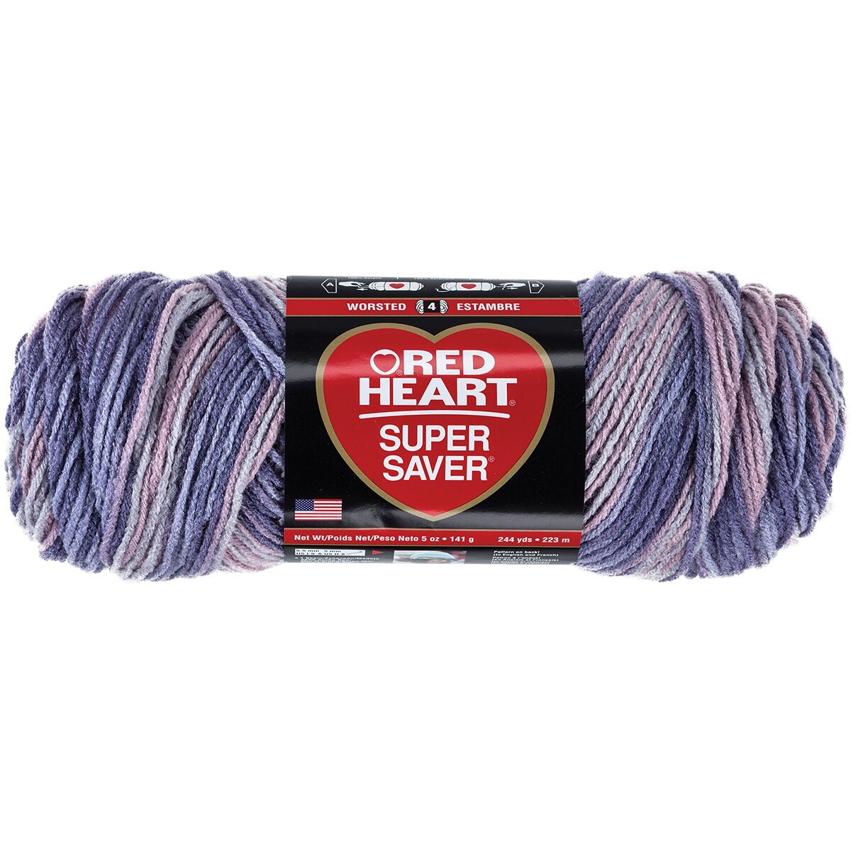Red Heart Super Saver Mulberry Mix Yarn - 3 Pack of 141g/5oz