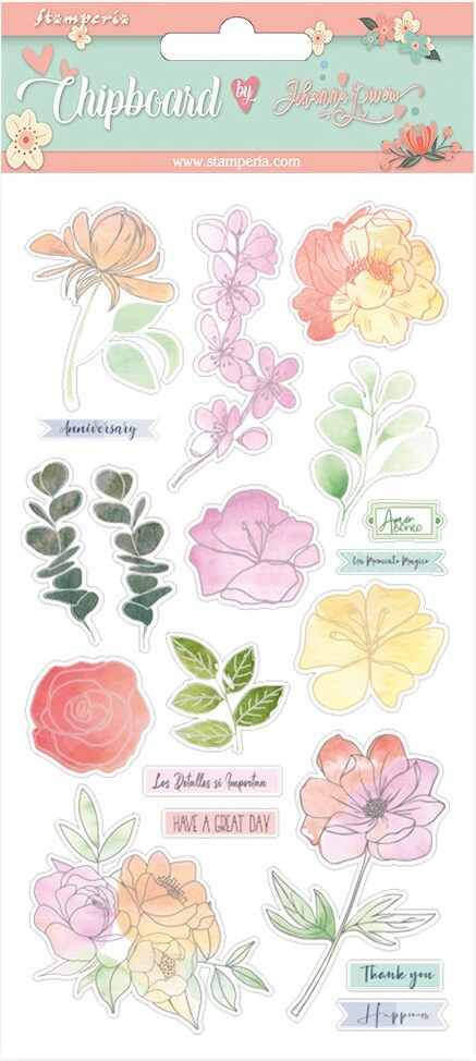 Stamperia Adhesive Chipboard 6&#x22;X12&#x22;-Flowers, Celebration