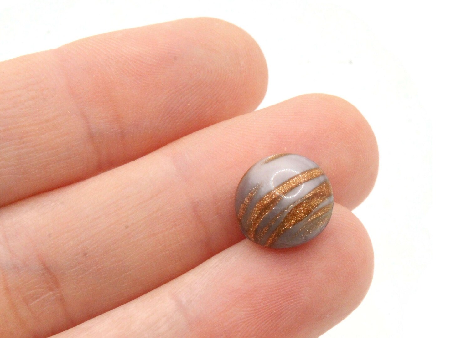 6 11mm Vintage Purple and Gold Glass Shank Buttons Sewing Notions