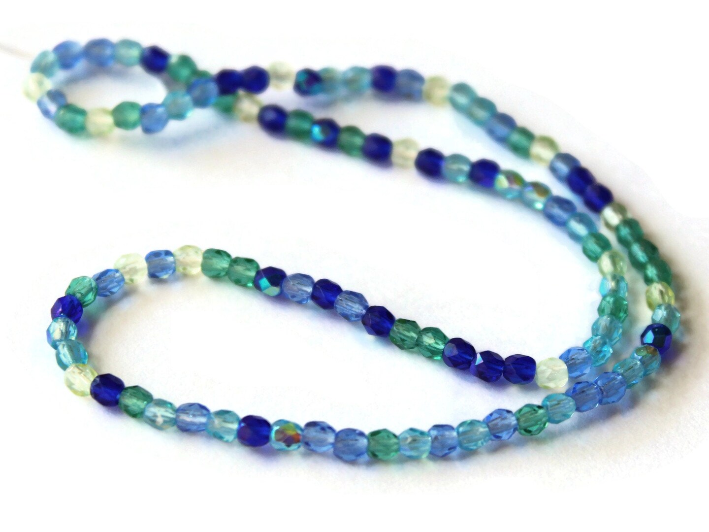 100 3mm Faceted Round Mixed Blue Beads Crystal Beads
