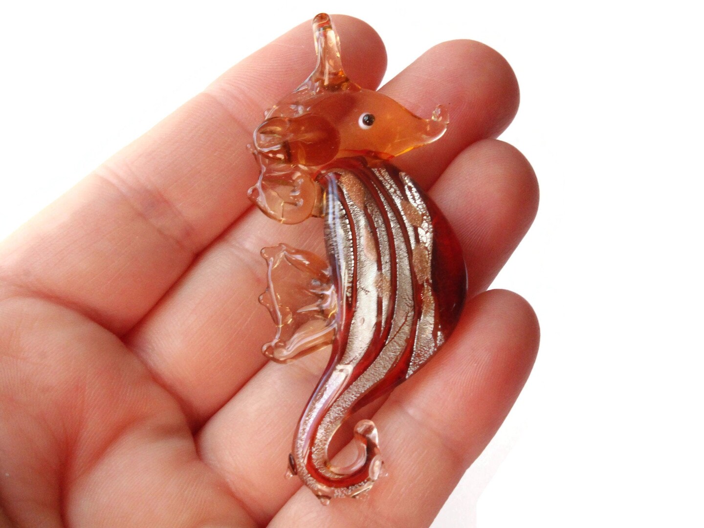 69mm Brown Seahorse Foil Glass Pendants