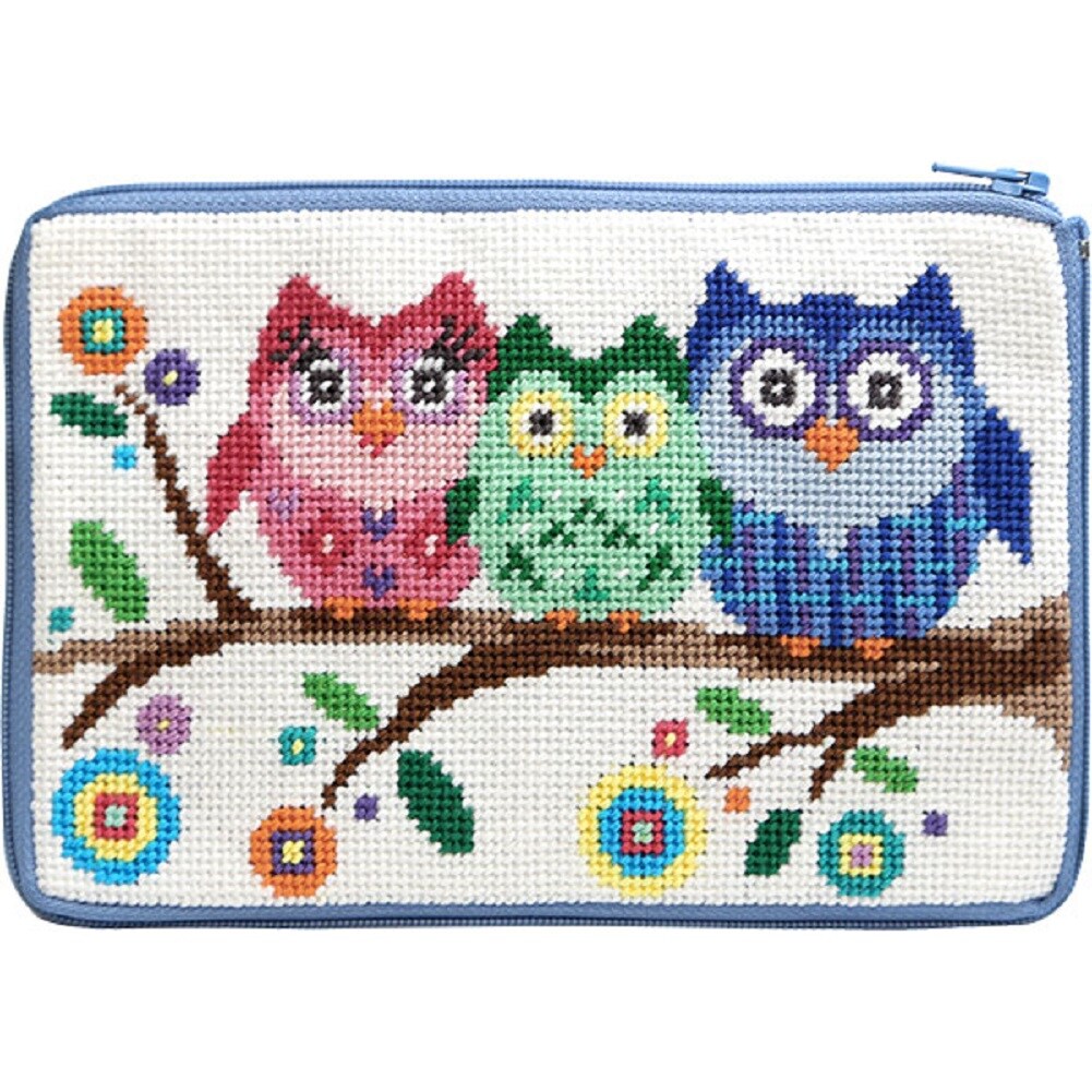 Stitch and Zip Cosmetic Purse Needlepoint Kit SZ 604 Owls