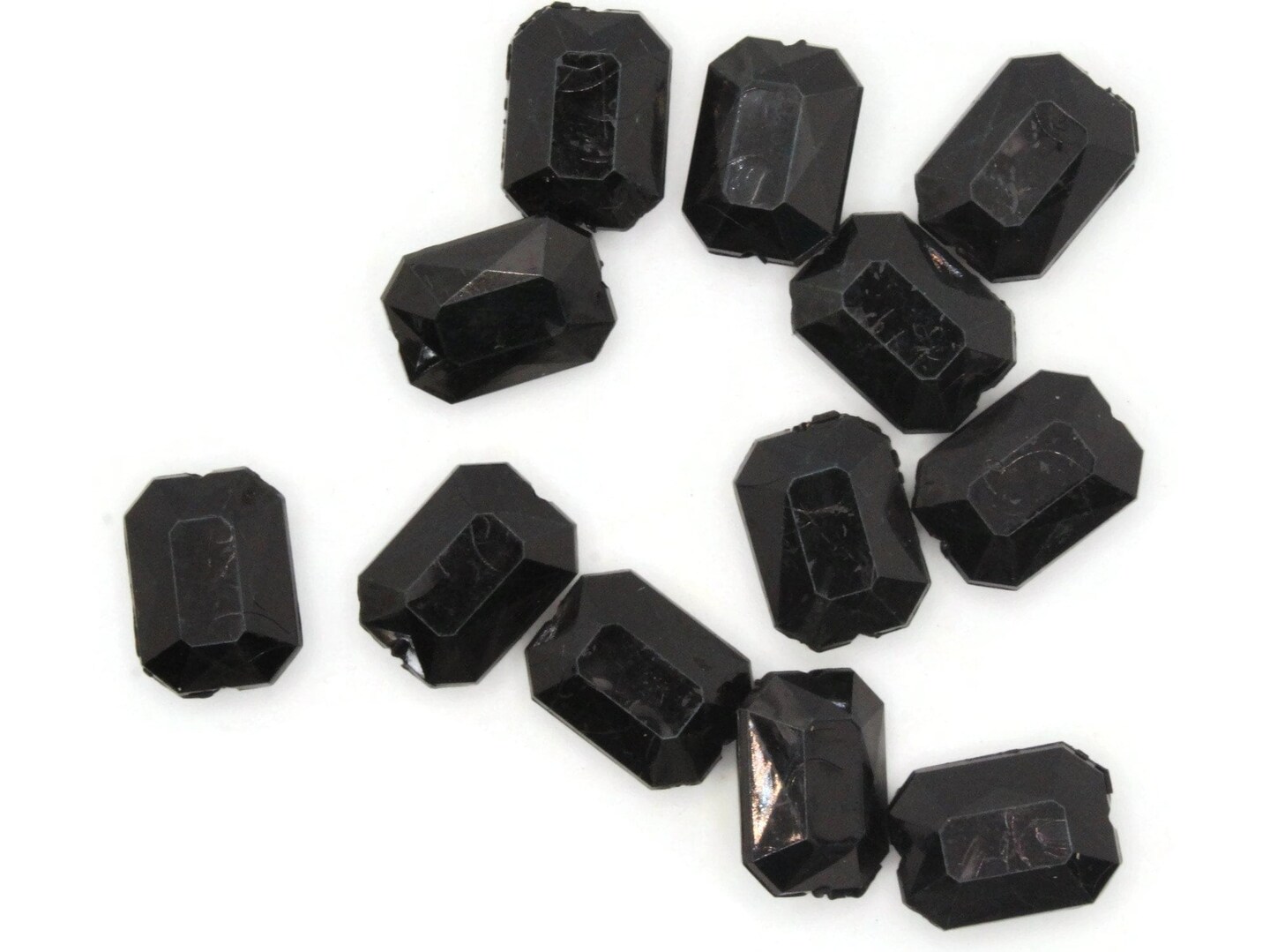12 18mm Black Acrylic Gems - Rectangle Jewel Beads