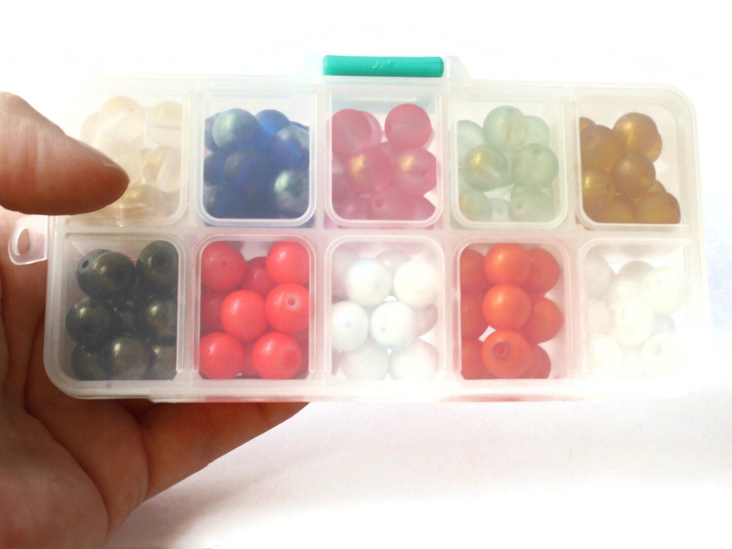 10 Colors 10mm Round Glass Mixed Color Beads Kit