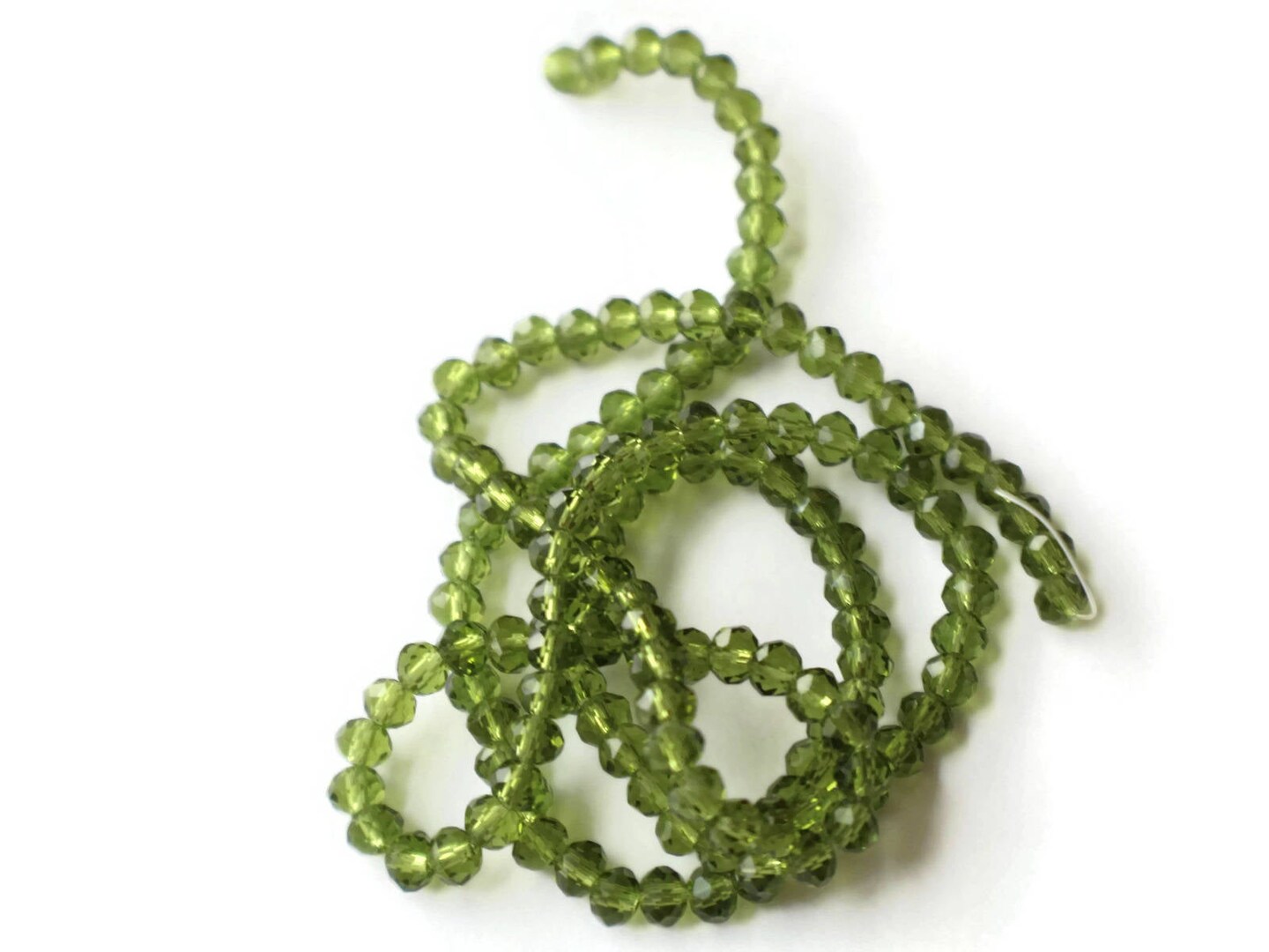135 3mm x 4mm Green Crystal Faceted Rondelle Beads Full Strand