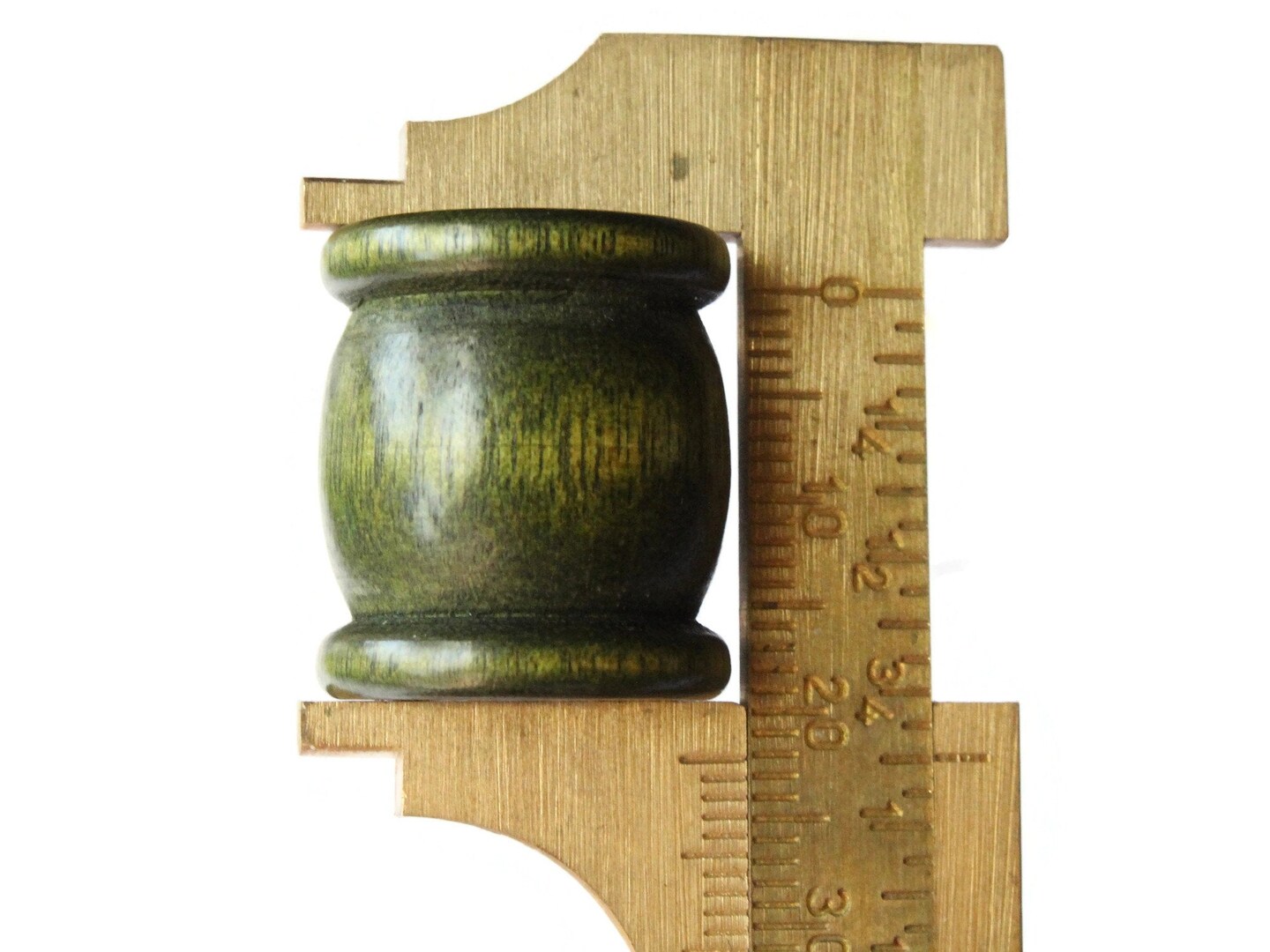 5 22mm Green Wooden Drum Beads Vintage Wood Large Hole Beads