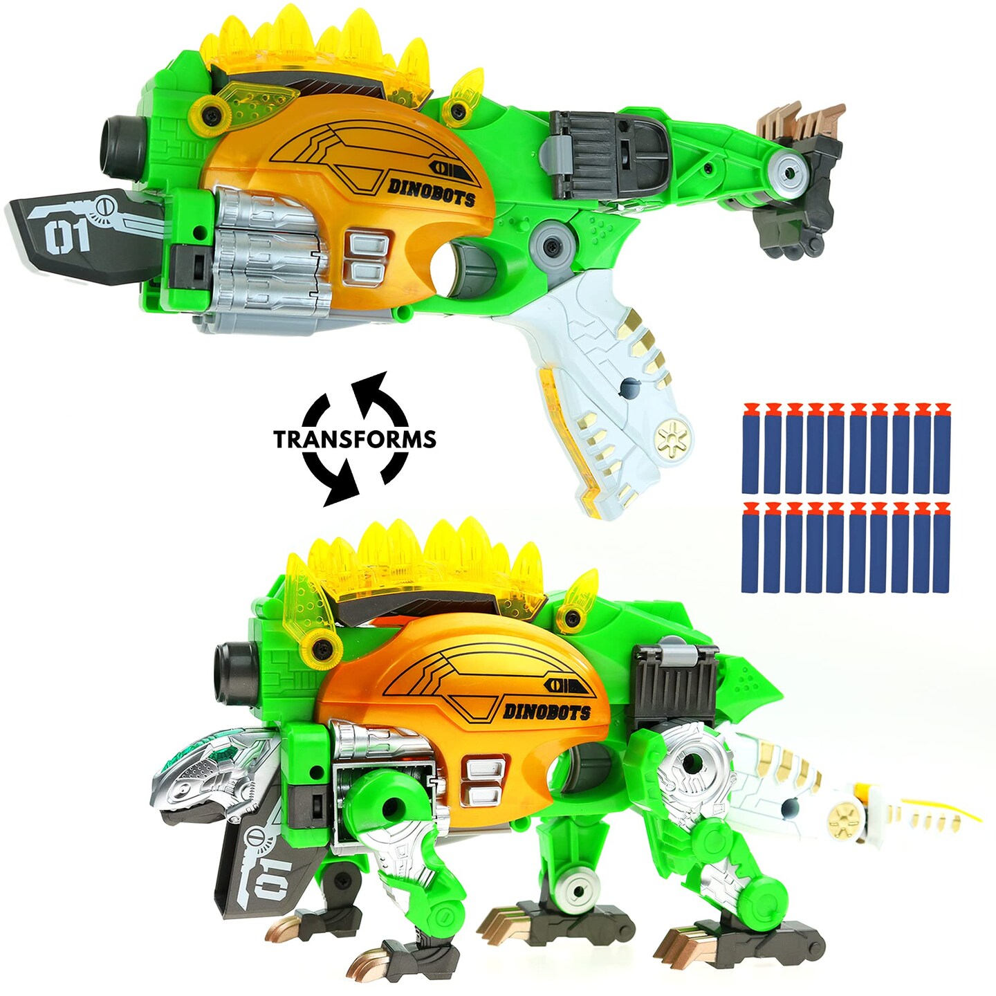 Big Mo's Toys Kids Gun - Soft Foam Bullet Kid Gift Dinosaur Transforms Shot Gun - 1 Gun and 20 Bullets