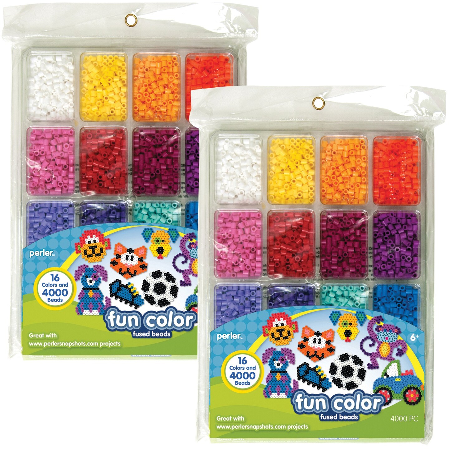 Multipack of 2 - Perler Fused Bead Tray 4,000/Pkg-Fun Color