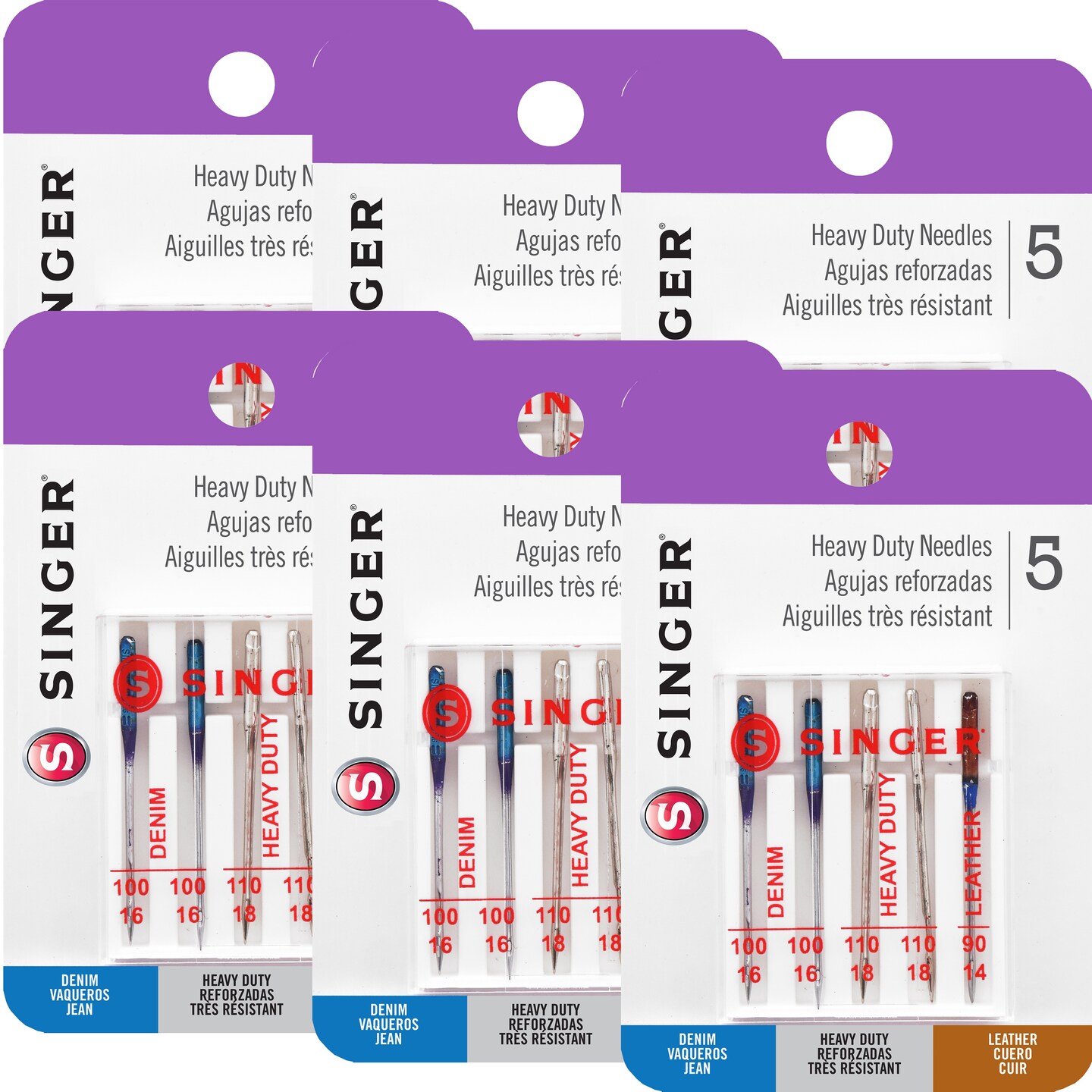 Multipack of 6 - Singer Universal Heavy-Duty Machine Needles-5/Pkg