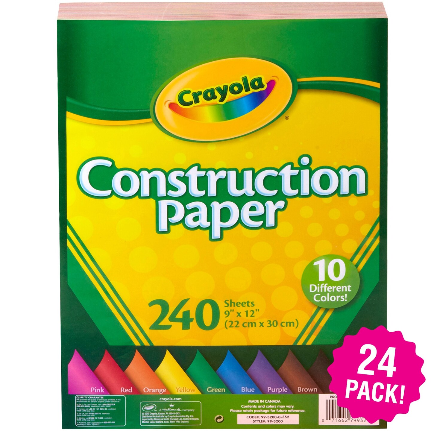 Multipack of 24 - Crayola Construction Paper Pad 9"X12"-240 Sheets
