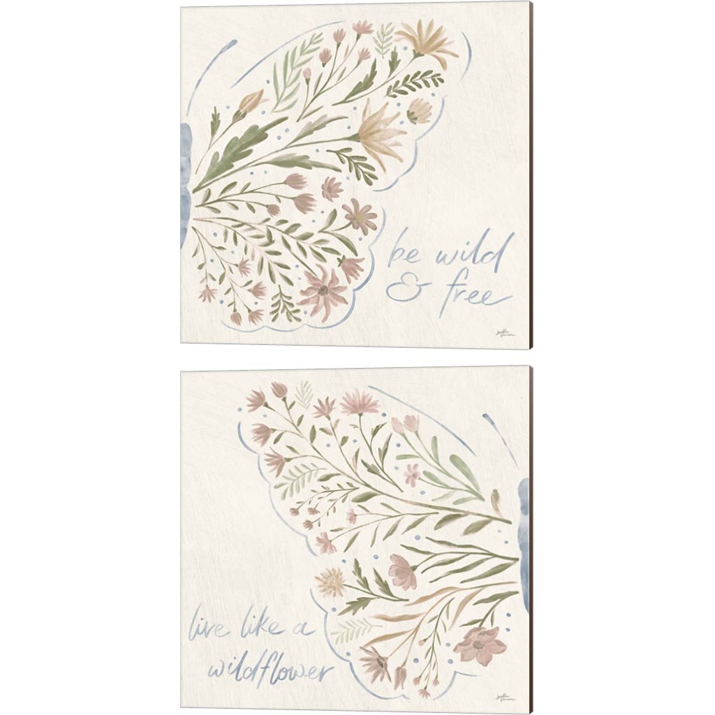 Wildflower Vibes Neutral by Janelle Penner 14" x 14" Canvas Wall Art (Set of 2)