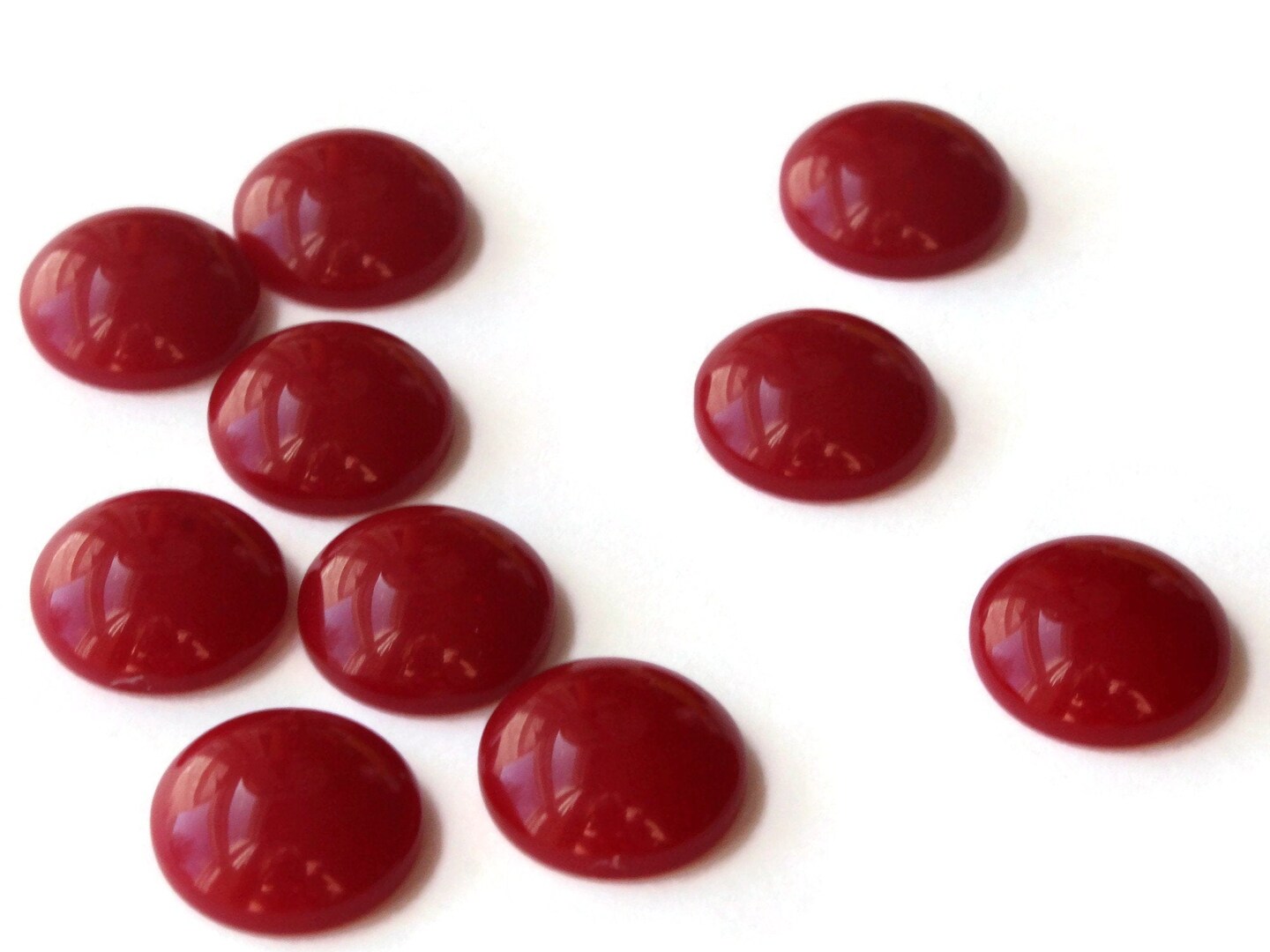 10 13mm Round Dark Red Cabochons Vintage Japanese Lucite Cabochons Plastic Cabochons