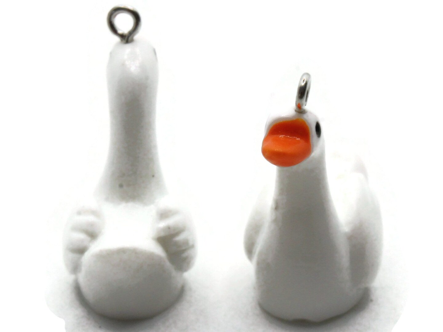 2 32mm White Resin Swan Charms