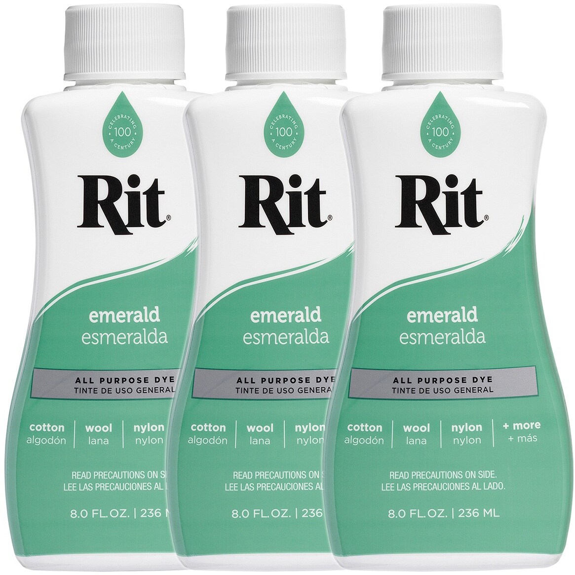 Multipack of 3 - Rit Dye Liquid 8oz-Emerald