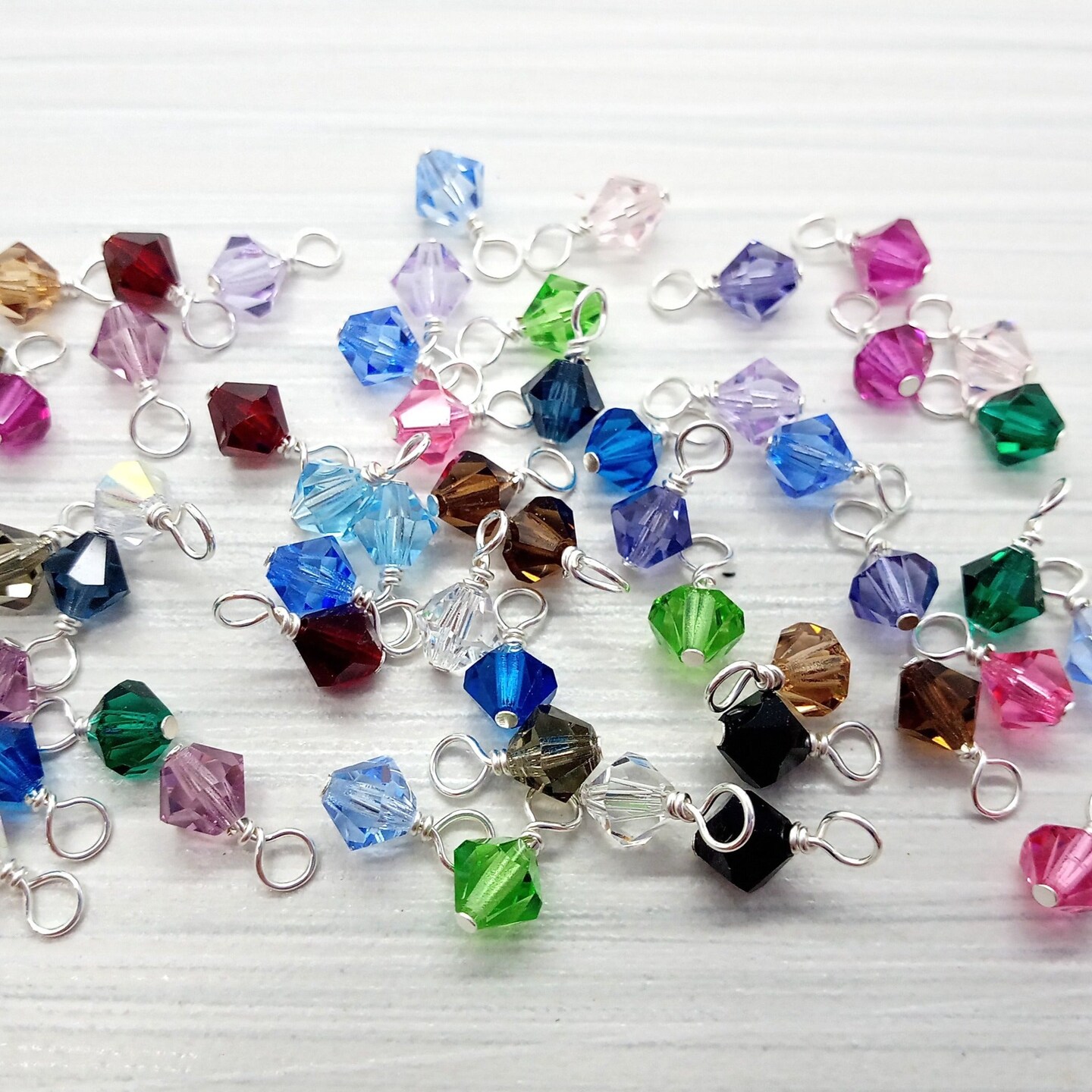 Small Bicone Bead Charms, 5mm Colorful Crystal Bead Dangle Mix, Bulk Charms, Adorabilities