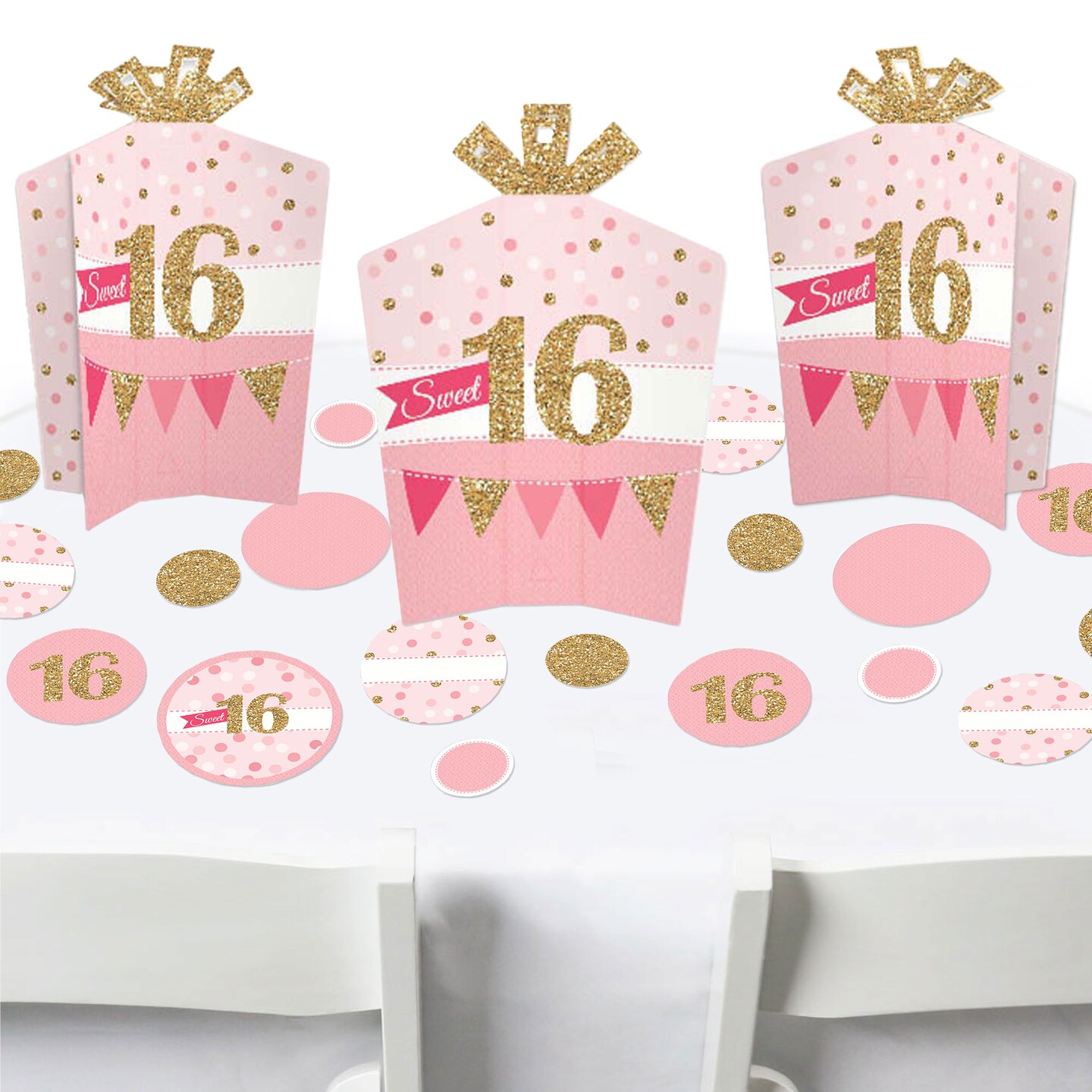 Big Dot of Happiness Sweet 16 - 16th Birthday Party Decor and Confetti - Terrific Table Centerpiece Kit - Set of 30
