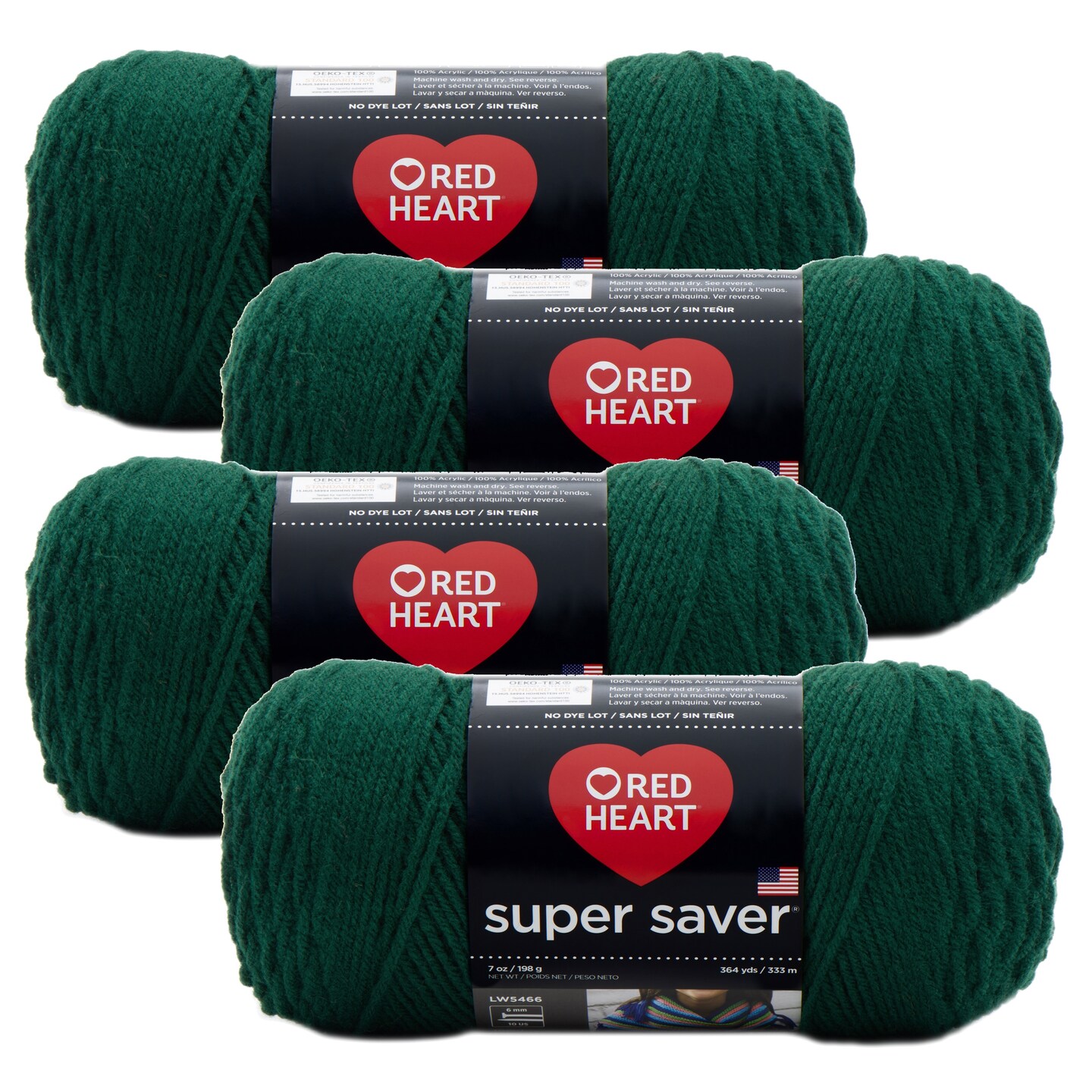 (Pack of 4) Red Heart Super Saver Yarn-Hunter Green