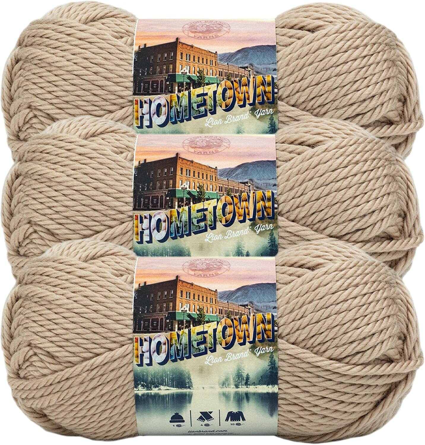 (Pack of 3) Lion Brand Hometown Yarn-Highland Park Beige