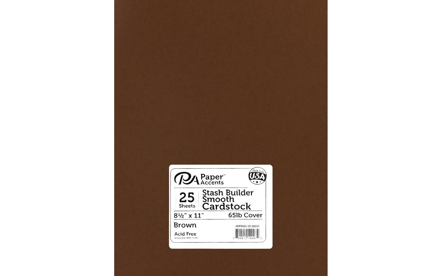 PA Paper Accents Stash Builder Cardstock 8.5" x 11" Brown, 65lb colored cardstock paper for card