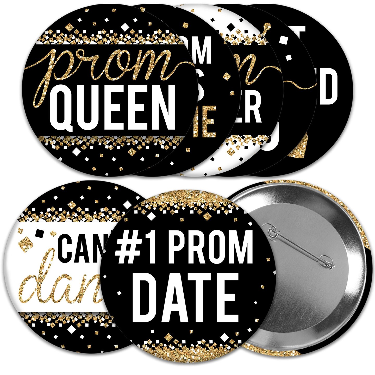 Big Dot of Happiness Prom - 3 inch Prom Night Party Badge - Pinback Buttons - Set of 8
