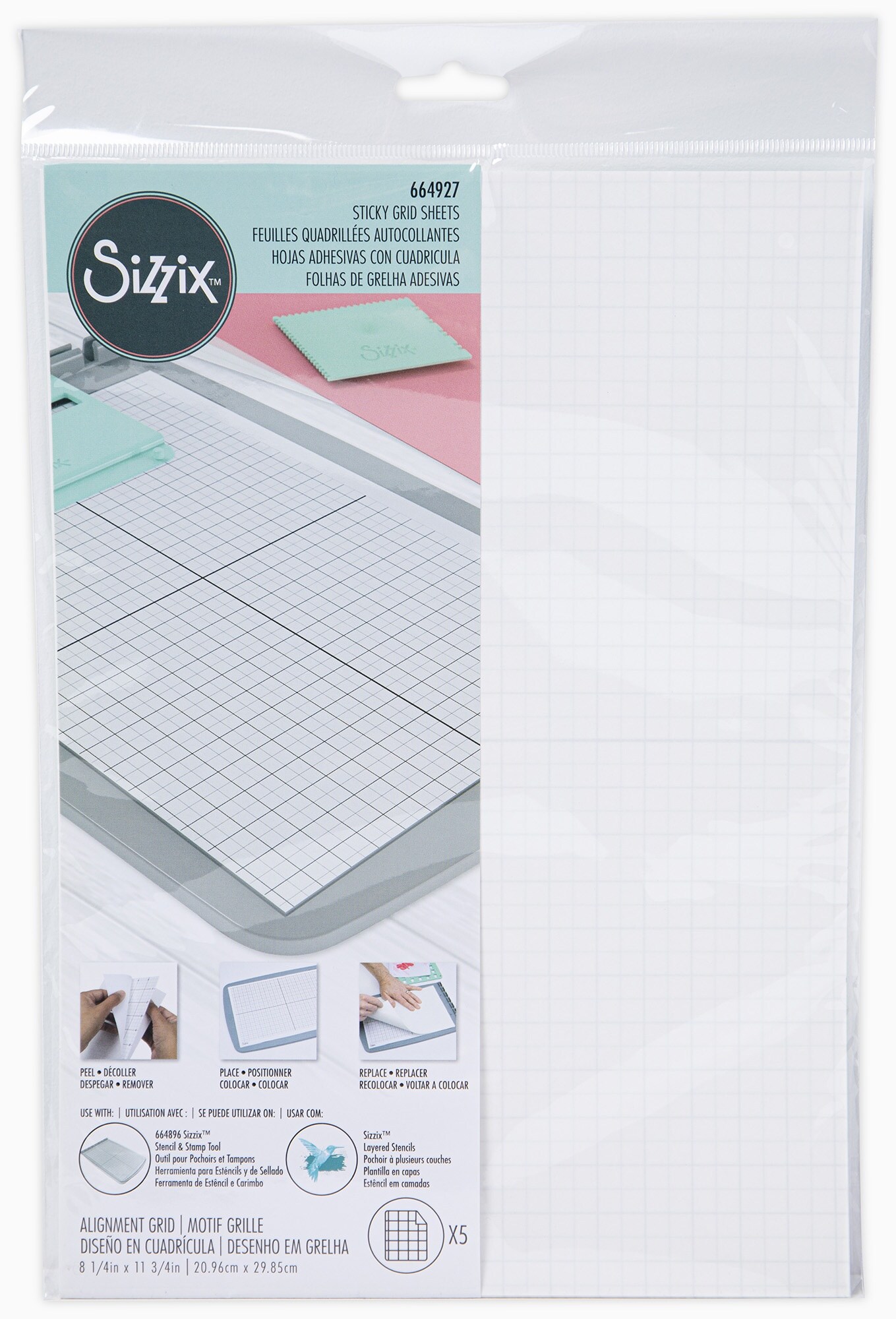 Sizzix Accessory Sticky Grid Sheets 8.25"X11.75"-5 Sheets