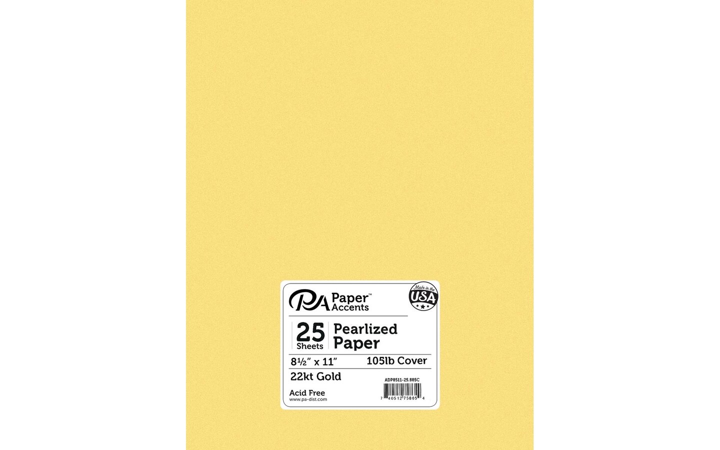 PA Paper Accents Pearlized Cardstock 8.5&#x22; x 11&#x22; 22kt Gold, 105lb colored cardstock paper for card making, scrapbooking, printing, quilling and crafts, 25 piece pack