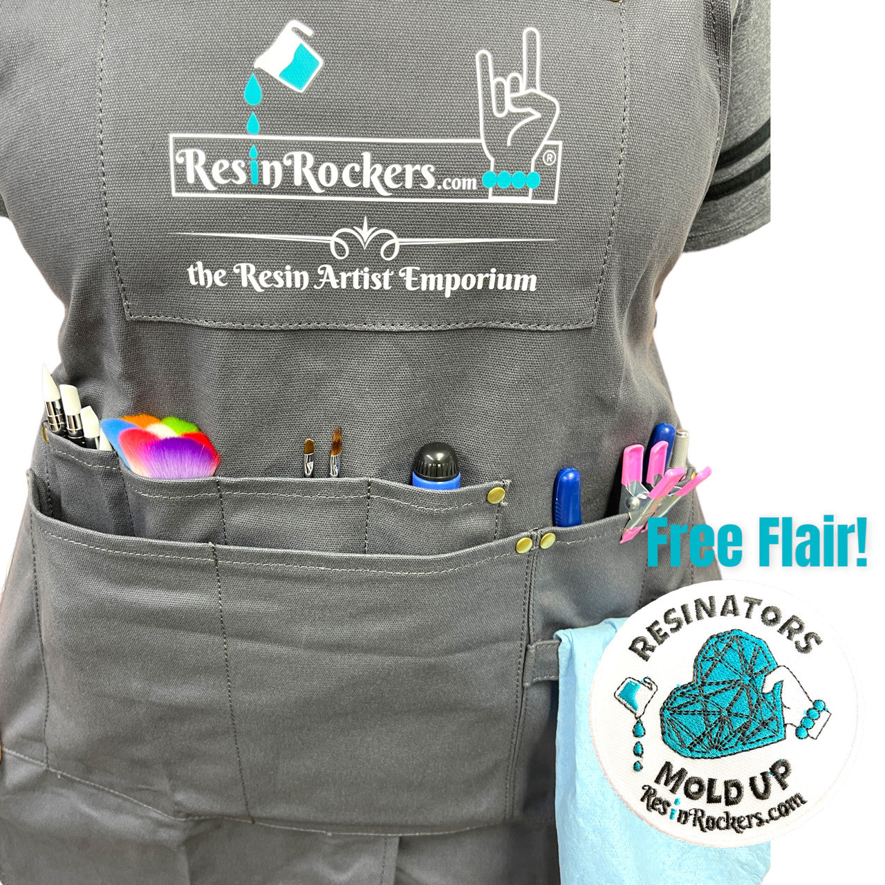 Exclusive Resin Rockers Heavy Duty Canvas Apron with Pockets and FLAIR