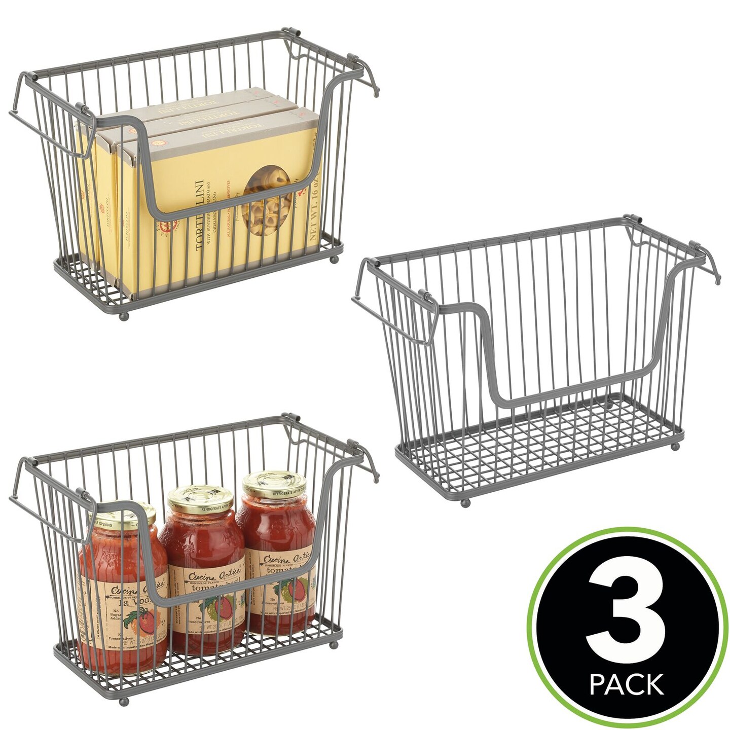 mDesign Metal Stackable Kitchen Storage Basket with Handles Michaels