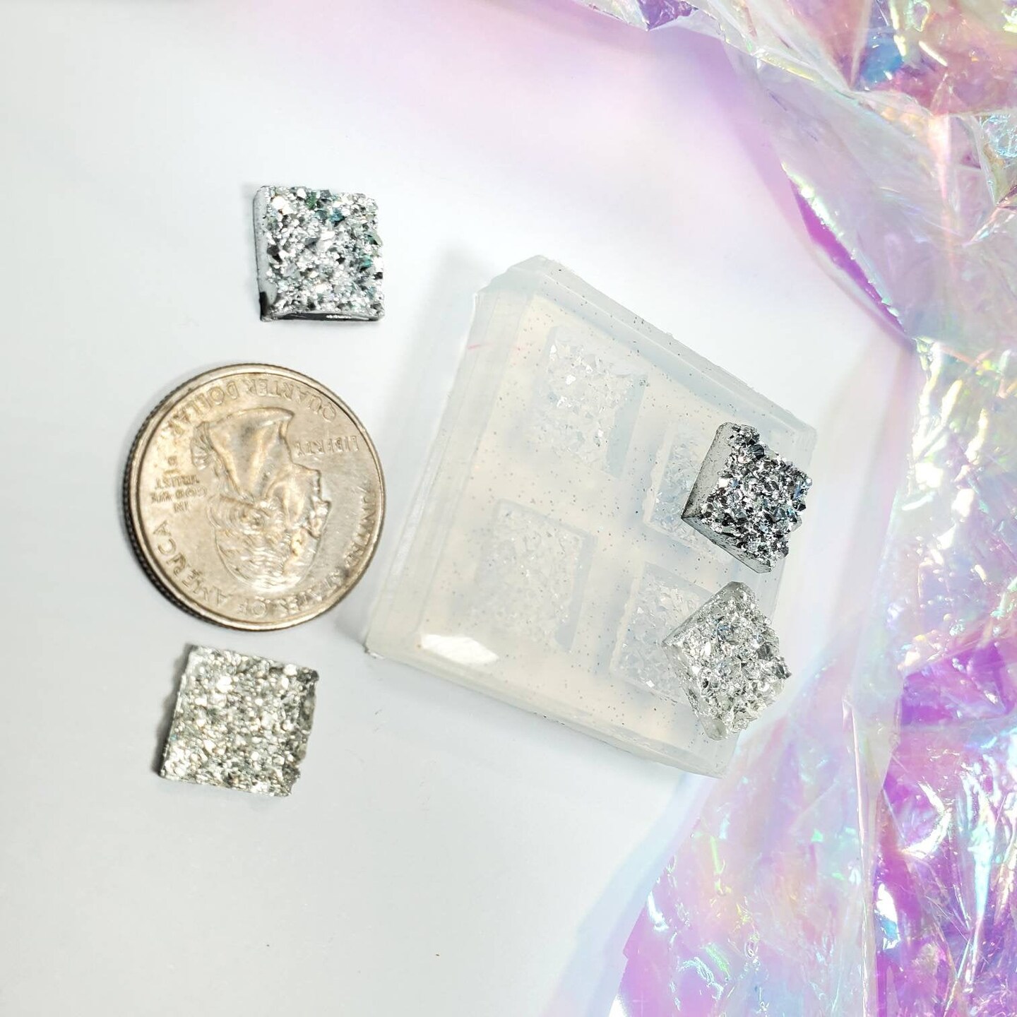 Square Druzy Chunky Stud Silicone Mold(B4)