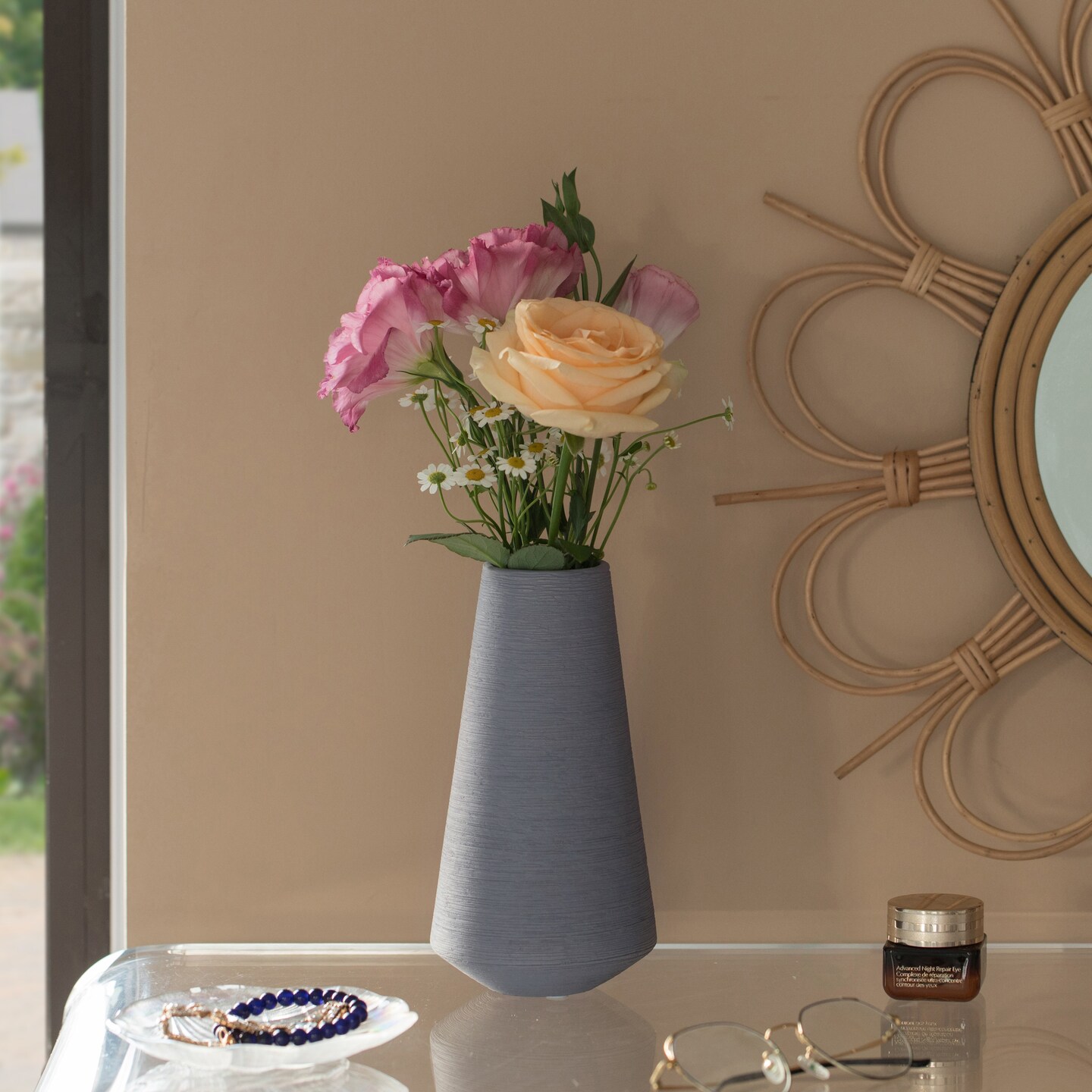 Decorative Ceramic Round Cone Shape Centerpiece Table Vase