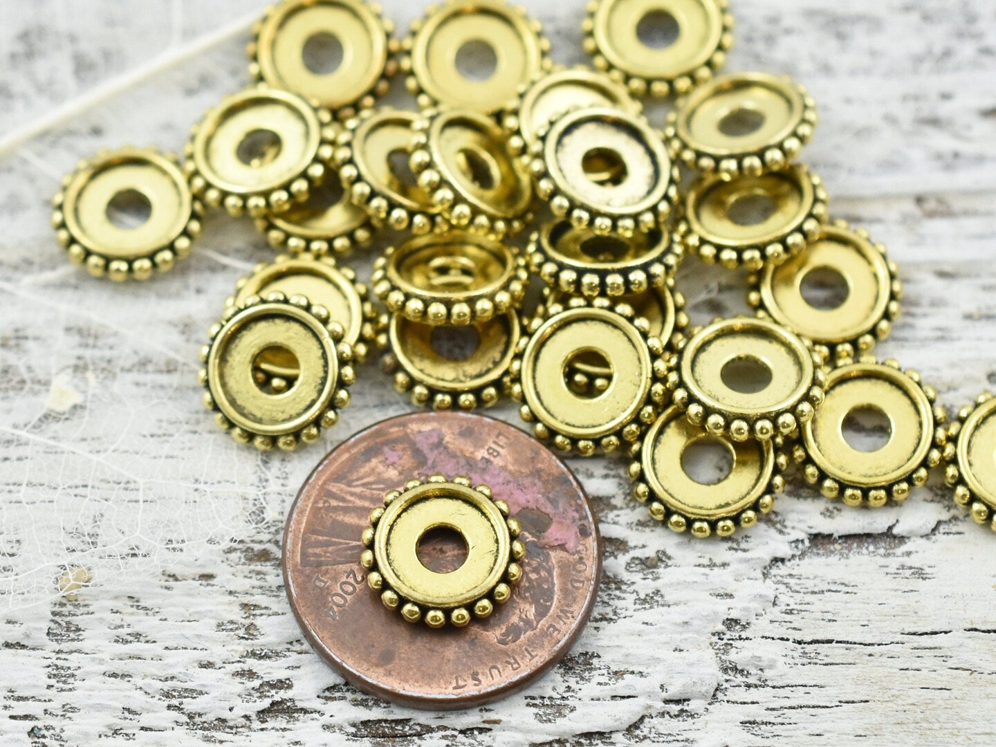 *50* 10x2mm Antique Gold Bali Style Rondelle Spacer Beads