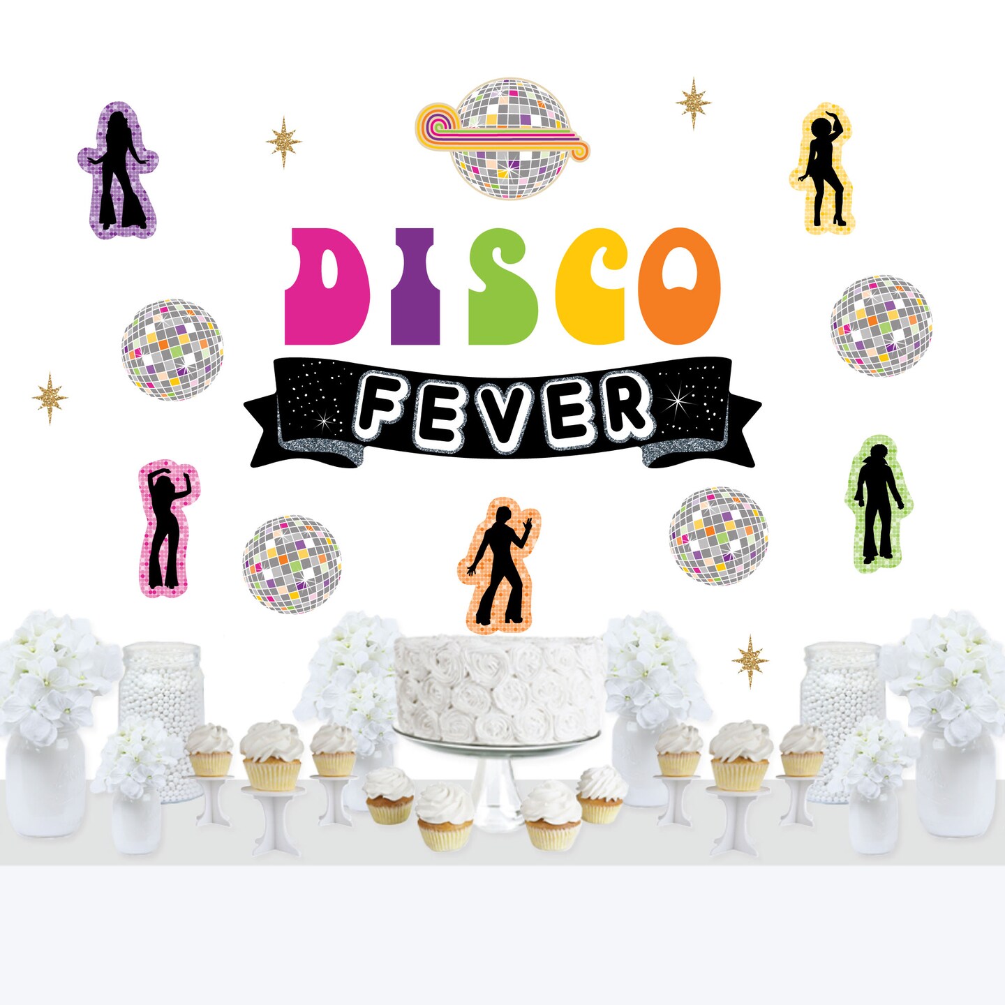 Big Dot of Happiness 70&#x2019;s Disco - Peel and Stick 1970s Disco Fever Party Decoration - Wall Decals Backdrop