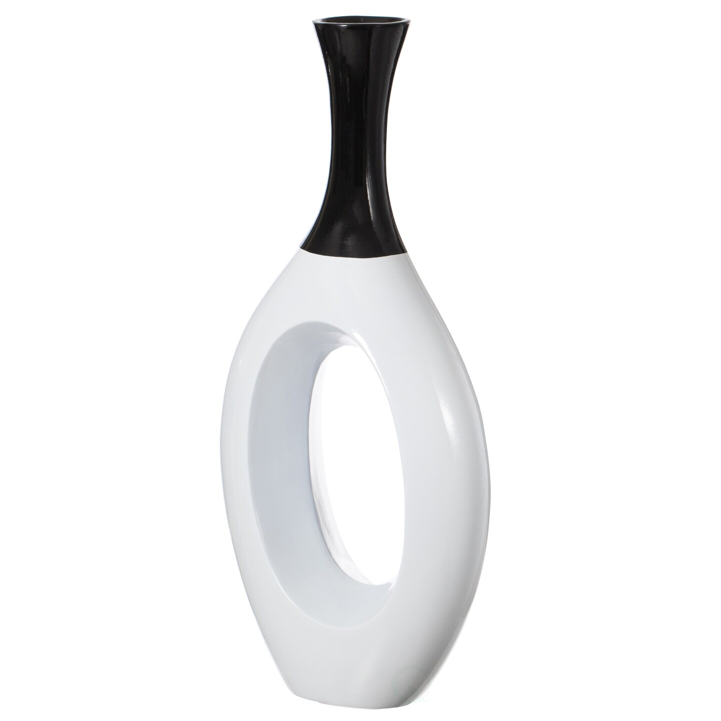Decorative White Ceramic Floor Flower Vase with Black Neck, 36 Inch Tall for Living Room, Entryway, Dining Room, Modern Home Decor, Large Tall Vases for Flowers, Unique Art Vase, Decorative Floor Vase