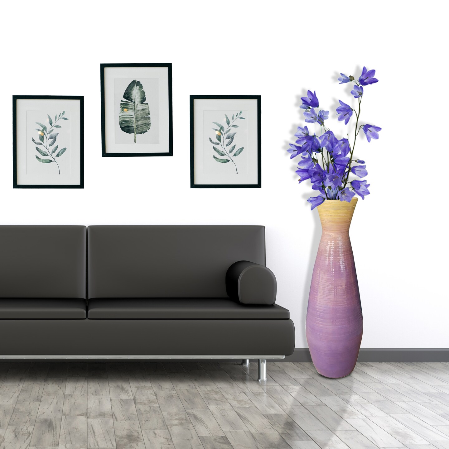 Uniquewise Classic Bamboo Floor Vase Handmade, For Dining, Living Room, Entryway, Fill Up With Dried Branches Or Flowers