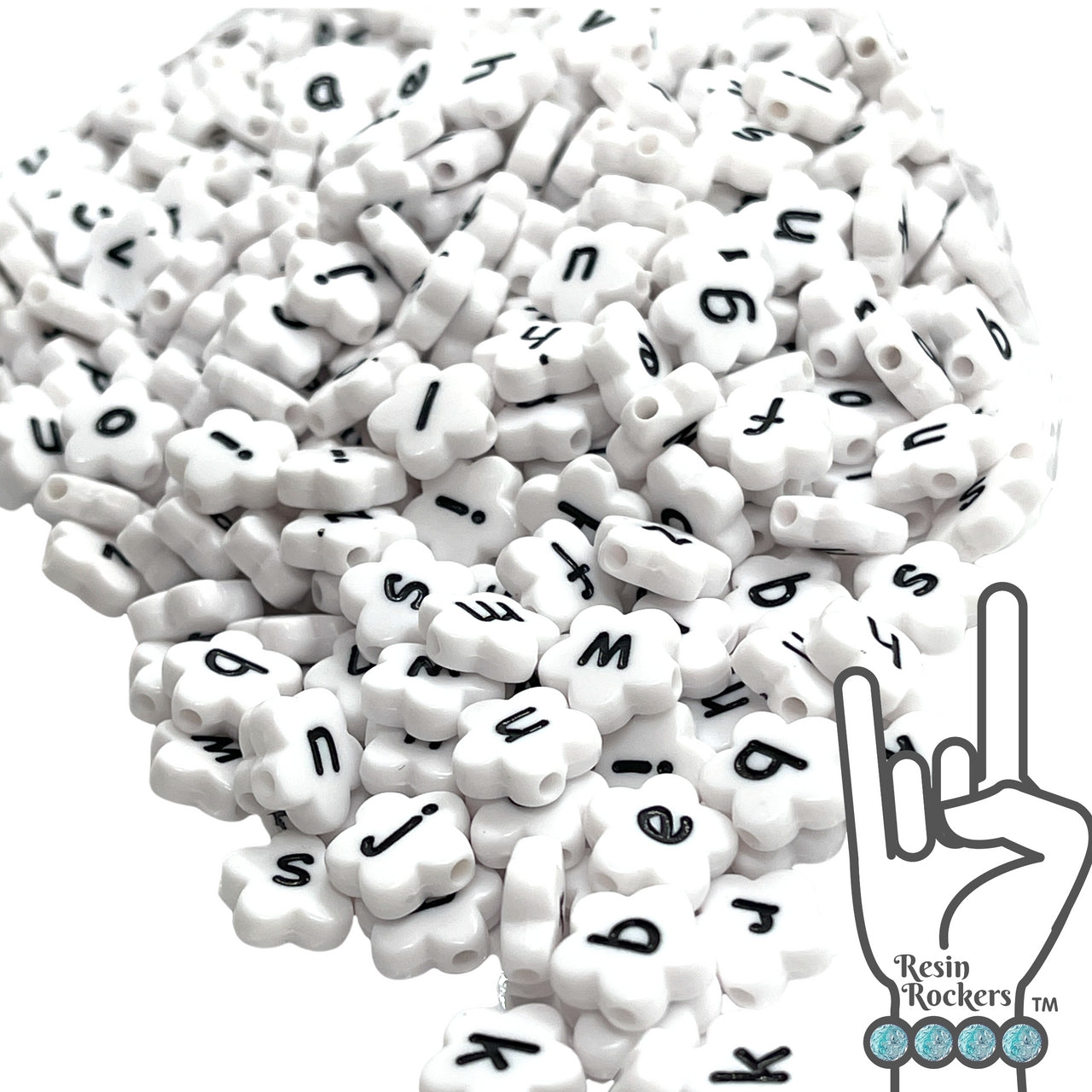 Alphabet Letter Beads White for Epoxy and UV Resin Art