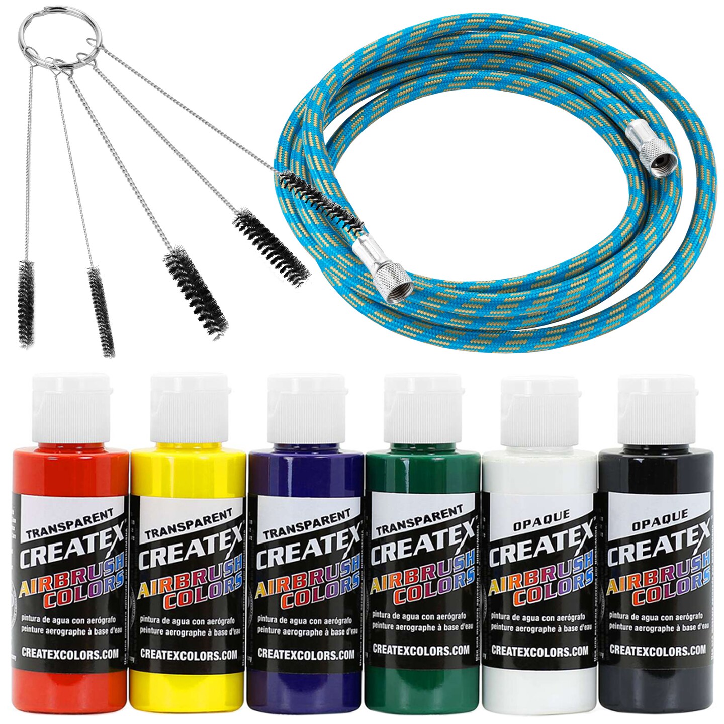 PointZero Multi-purpose 3 Airbrush Kit w/ Compressor and Createx Colors Set  of 6 Paints - Point Zero Airbrush