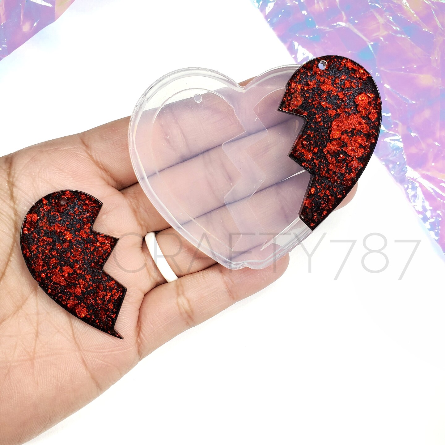 Plain Broken Heart Dangle Earring Silicone Mold (D2)