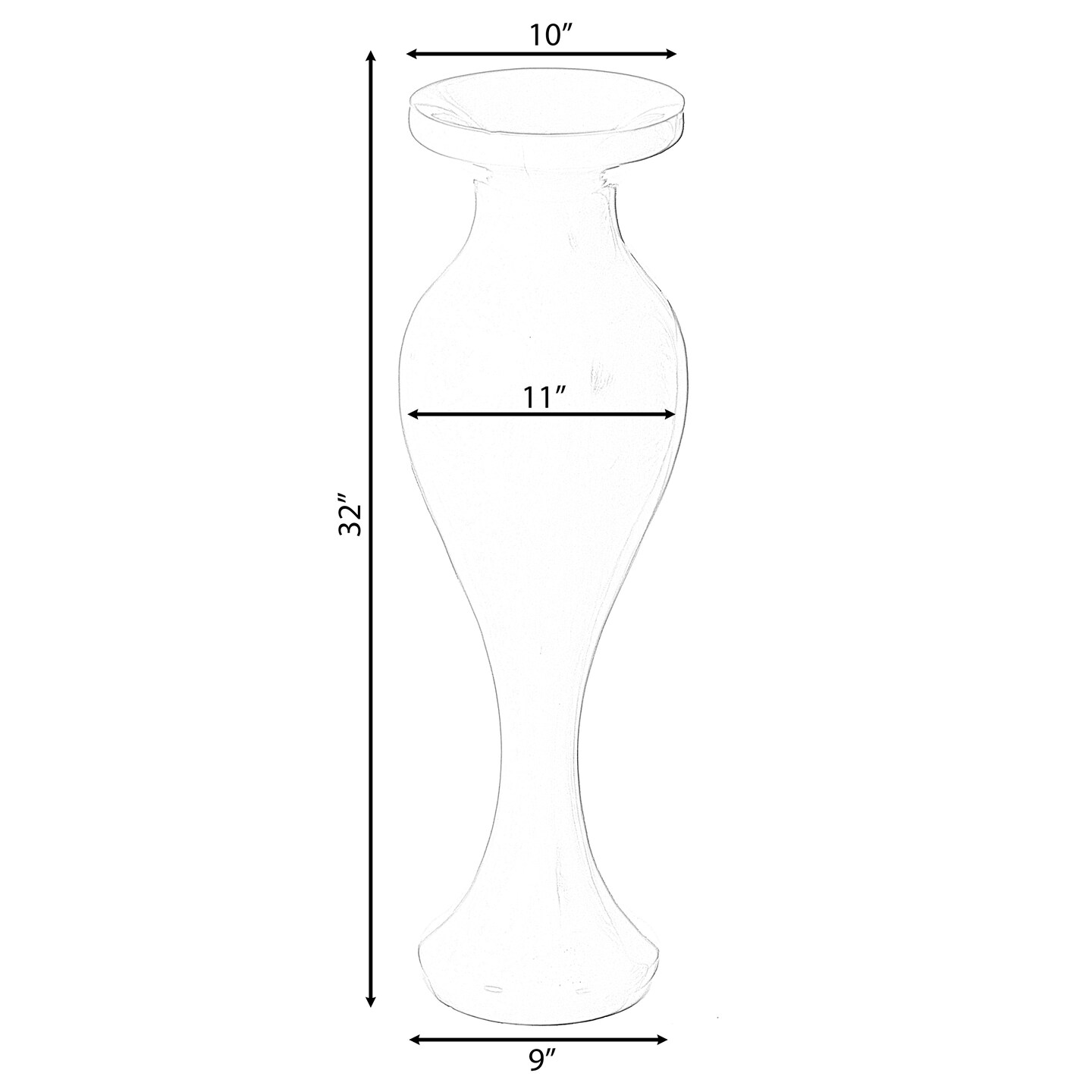 Decorative Large White Trumpet Design Modern Flower 32 Inch Tall Floor Vase - Contemporary Home Decor Accent for Living Room, Entryway, or Dining Room - Statement Piece with Versatile Styling Options