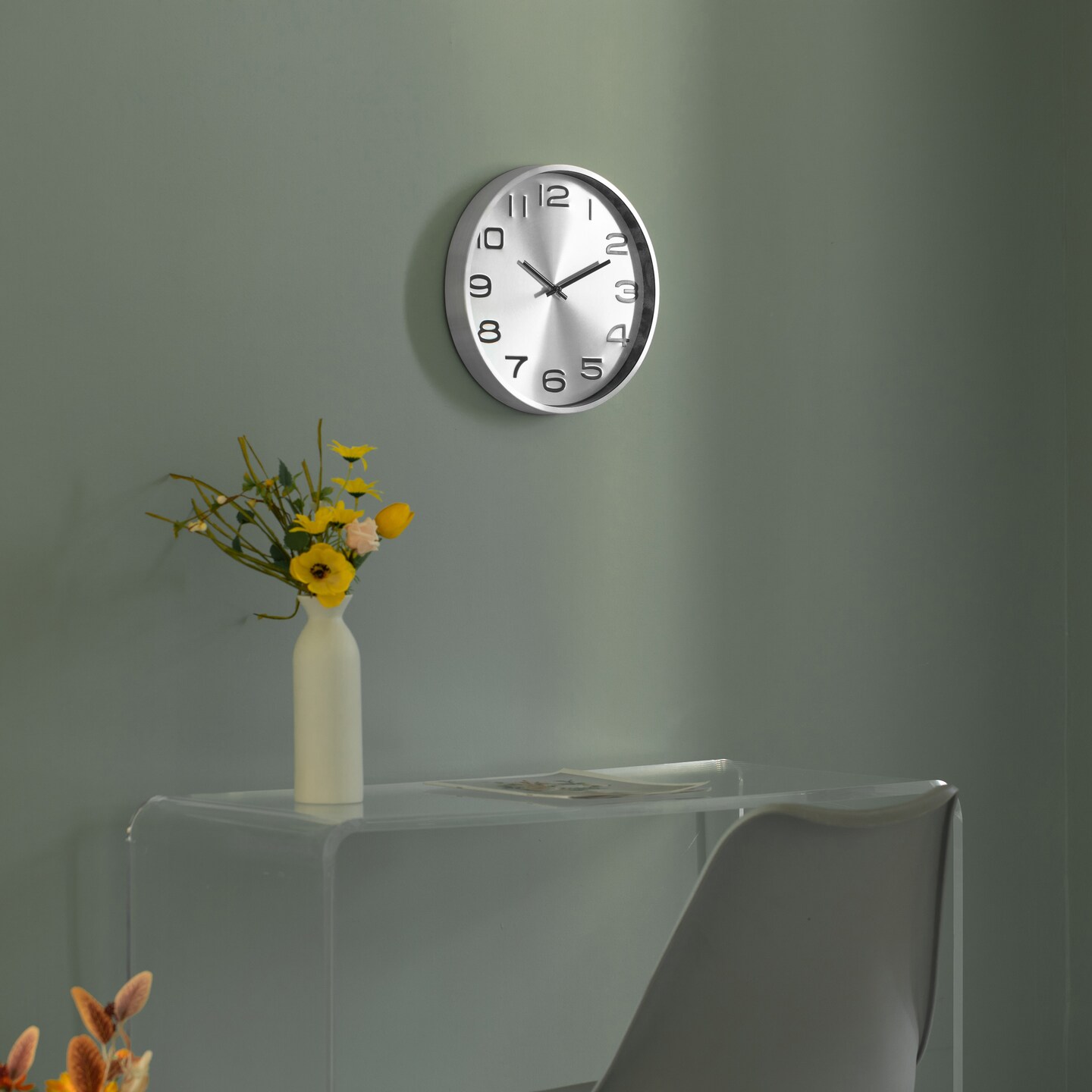 Aluminum Round Wall Clock - Modern Decor for Living Room, Kitchen, or Dining Room - 12 in Decorative Timepiece with Sleek Design - Large Round Clock for Home - Silent Ticking - Battery Operated