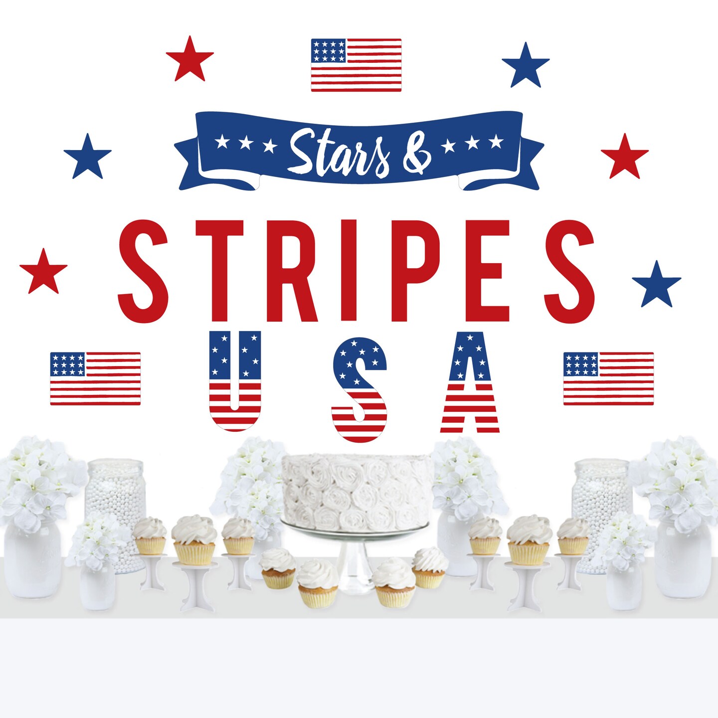 Big Dot of Happiness Stars &#x26; Stripes - Peel and Stick Patriotic Party Decoration - Wall Decals Backdrop